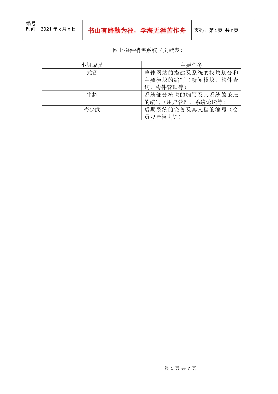 网上构件销售系统(贡献表)_第1页
