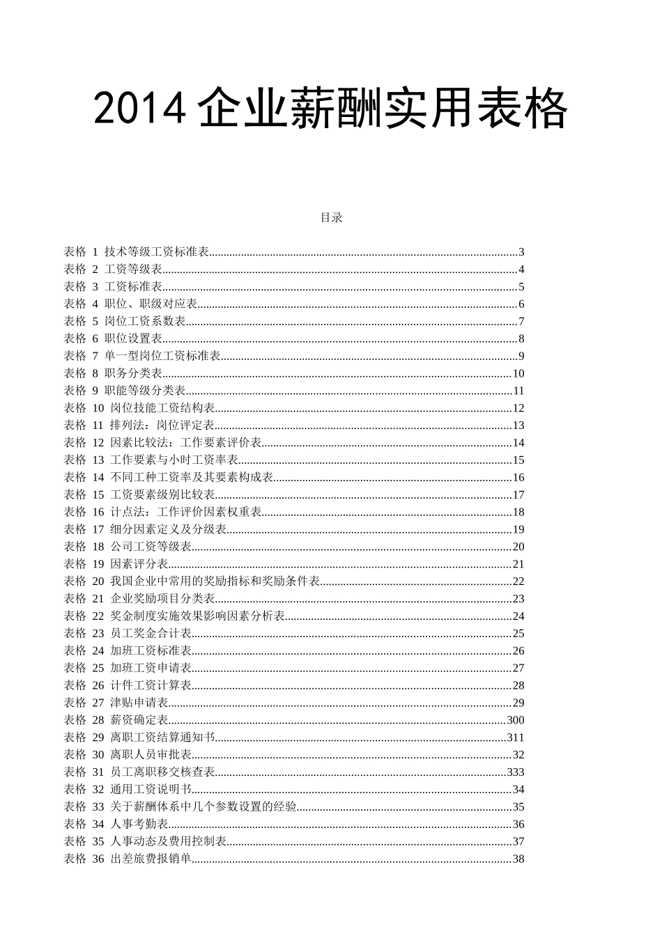企业薪酬实用表格_第1页