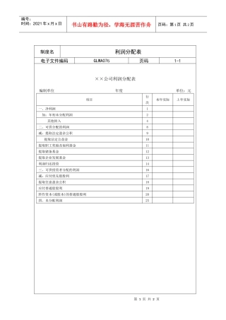 国际化企业通用管理文案(76)利润分配表