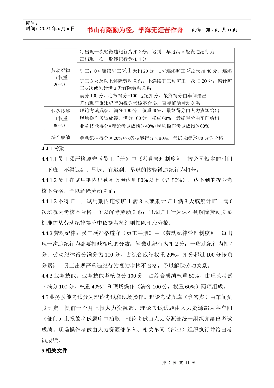 试用工转正(定岗)考核制度_第3页