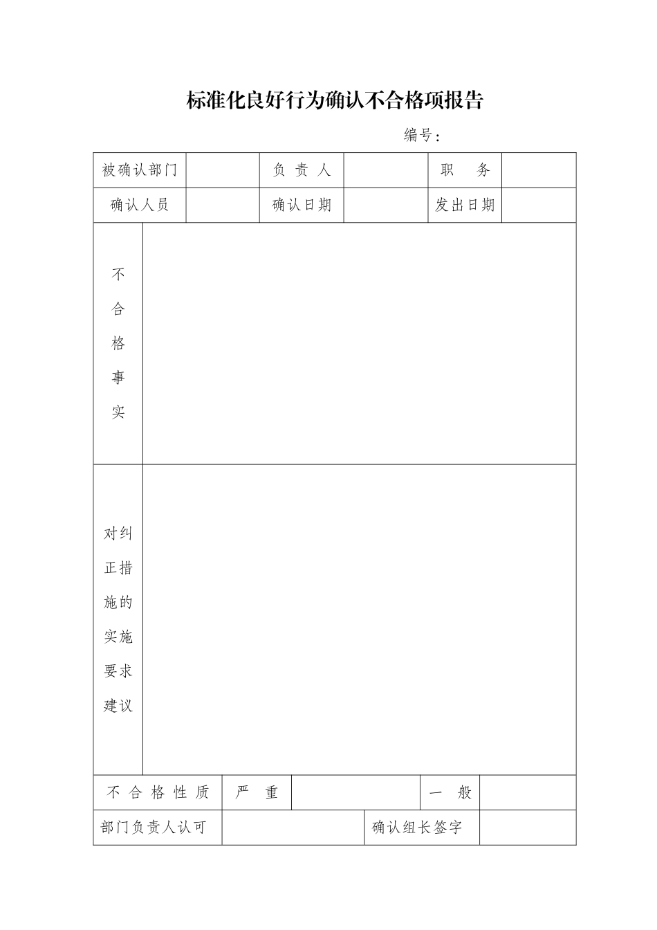标准化良好行为确认不合格项报告_第1页