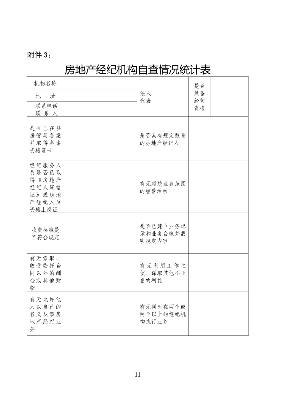 房地产咨询机构自查情况统计表_第3页
