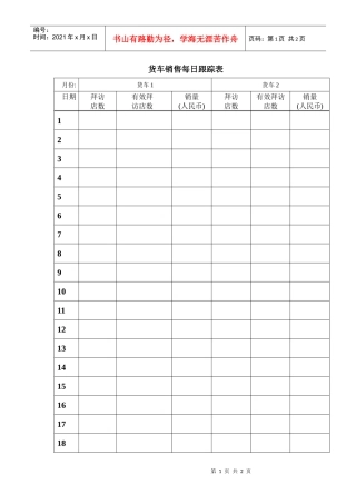 99货车销售每日跟踪表