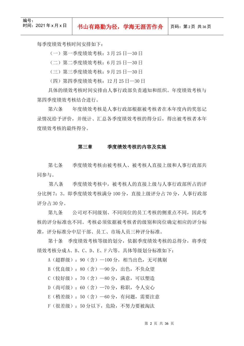 某某有限公司员工考核制度_第2页