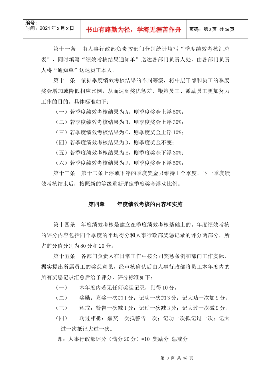 某某有限公司员工考核制度_第3页