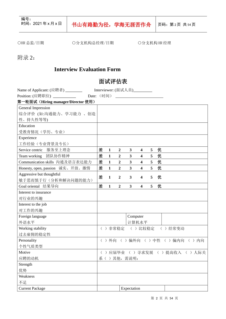 人力资源管理表格全套_第2页