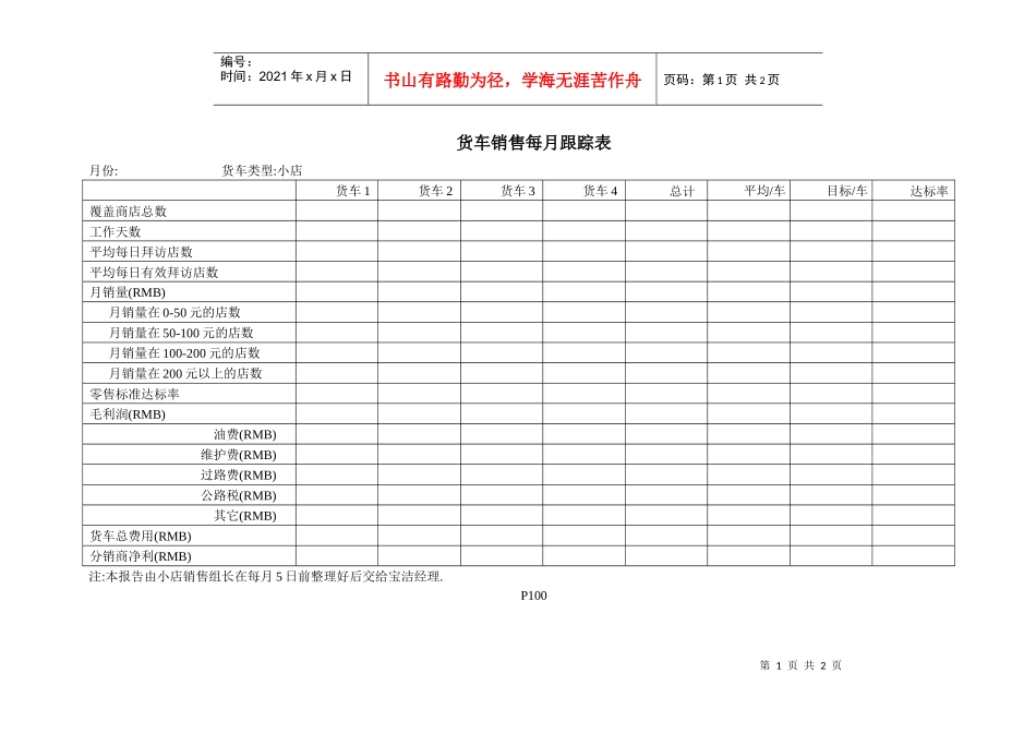 100货车销售每月跟踪表_第1页