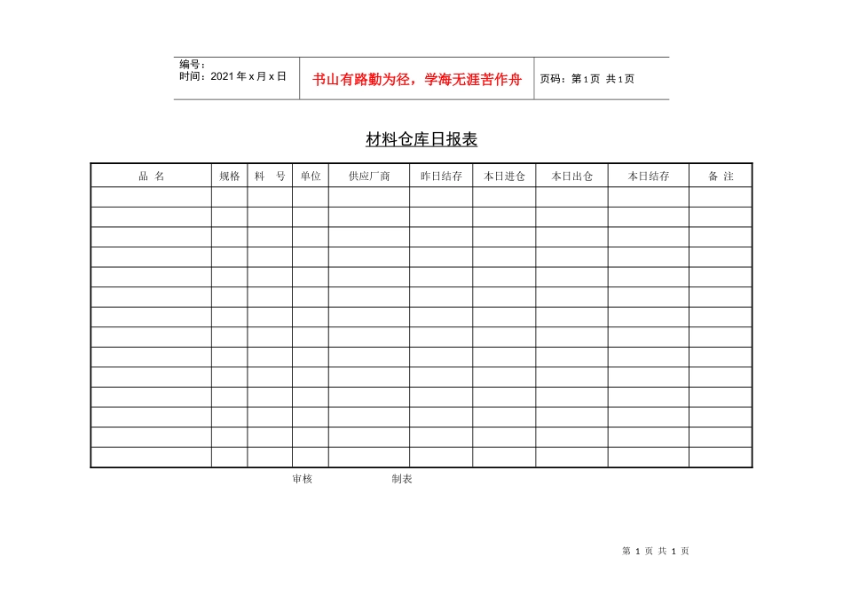 503材料仓库日报表_第1页