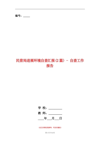 民营局发展环境自查汇报---自查工作报告