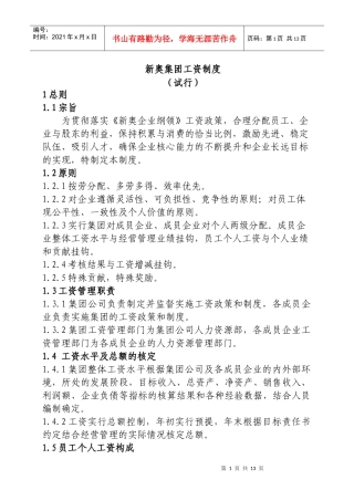 新奥集团工资制度（试行）