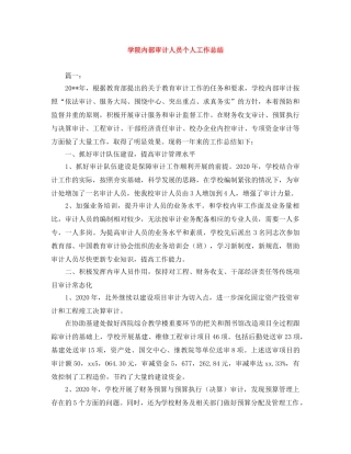 学院内部审计人员个人工作总结 