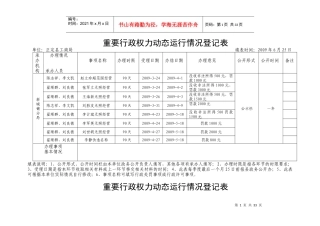 重要行政权力动态运行情况登记表
