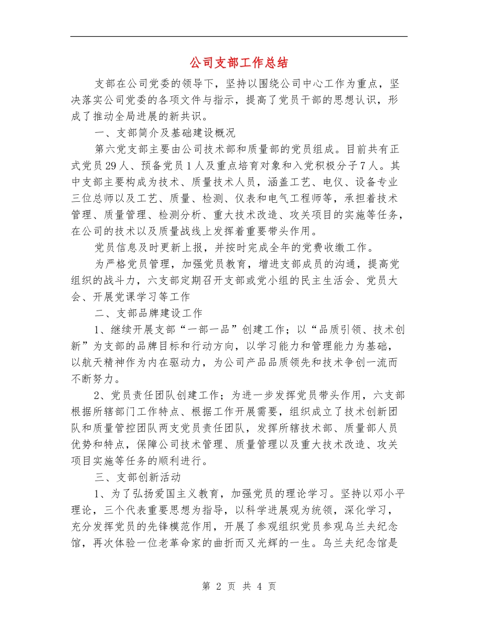 公司支部工作总结_第2页