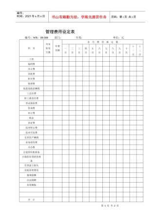 2022-02022 管理费用设定表