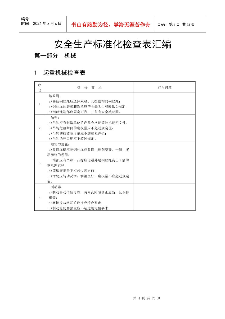 安全检查表(全)汇编_第1页