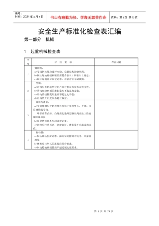安全检查表(全)汇编