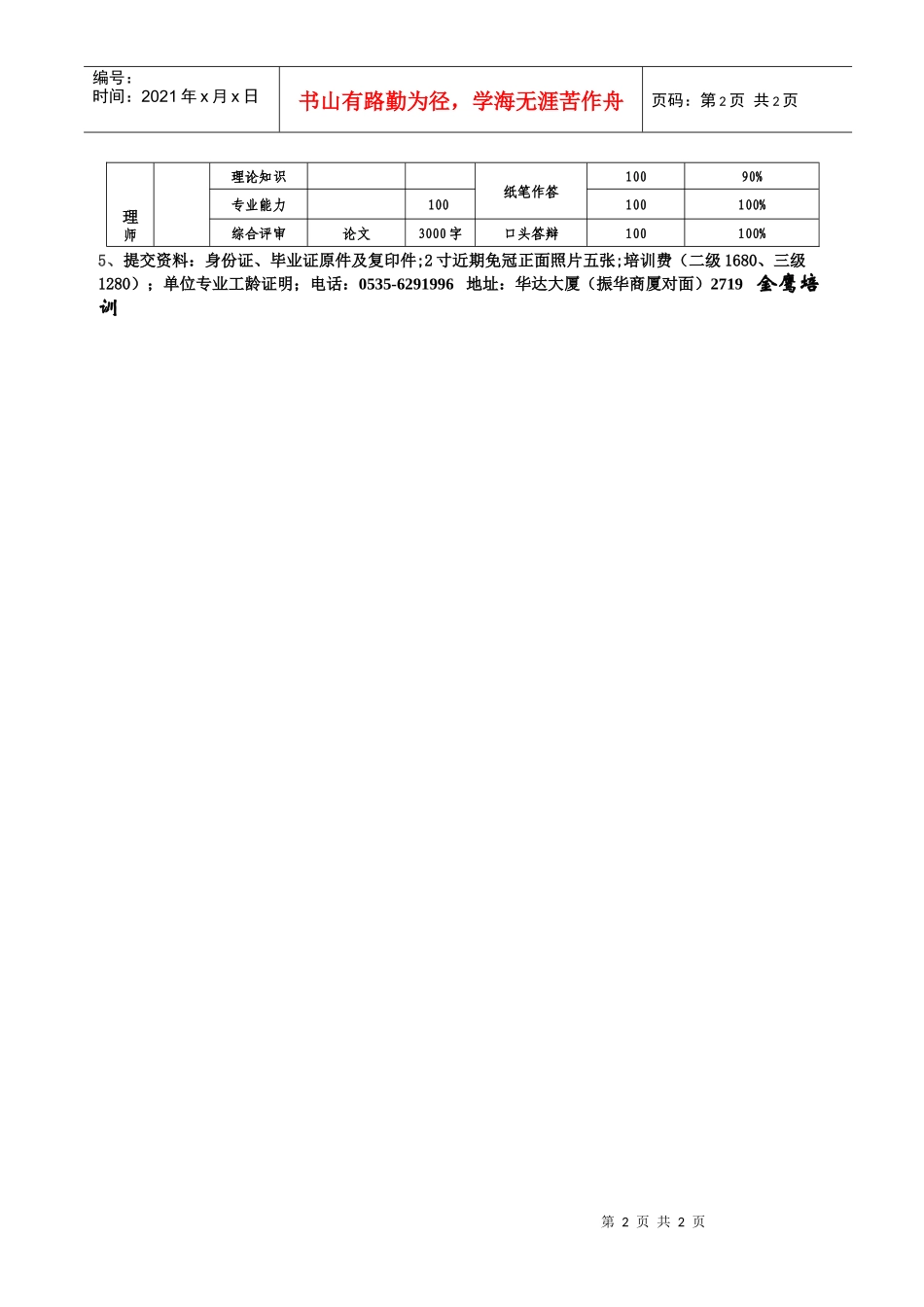 人力资源管理师金鹰11期培训班课程表_第2页