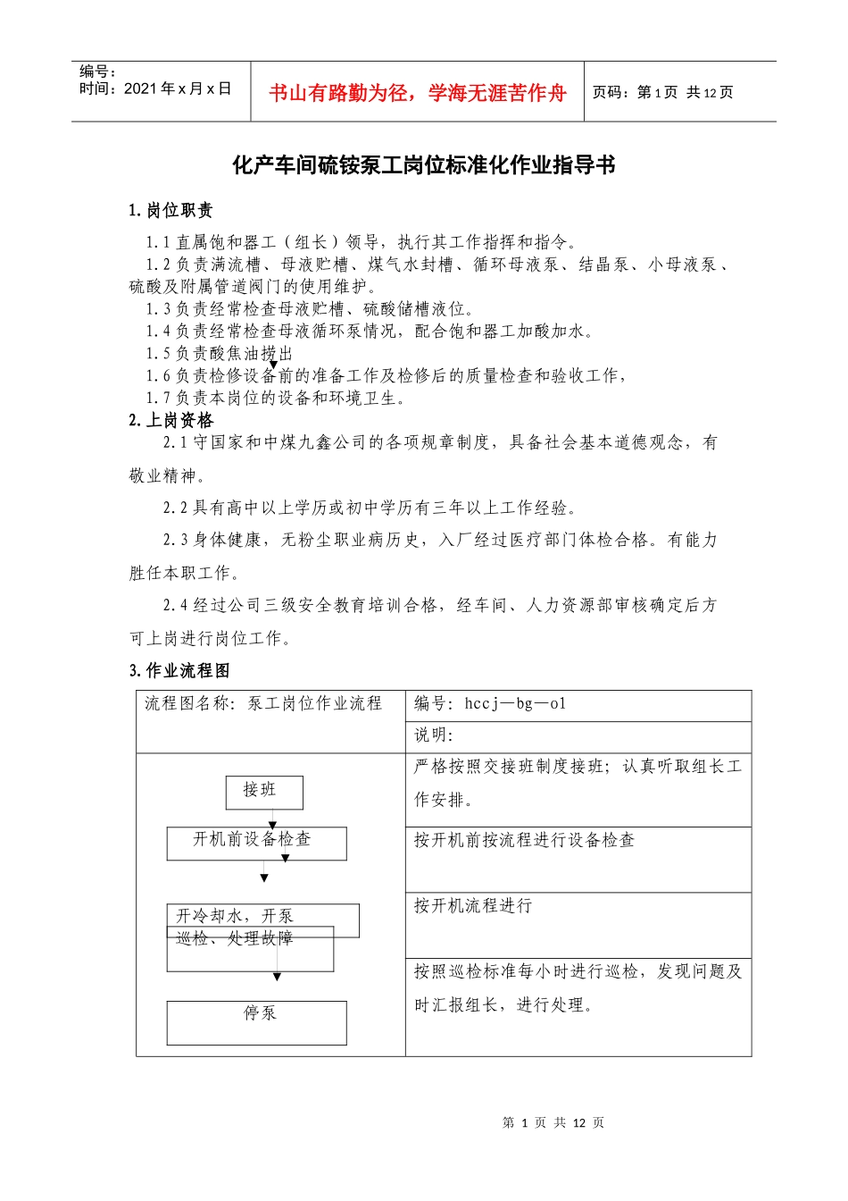 硫铵泵工岗位标准化_第1页