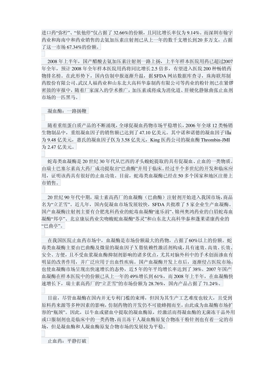 止血类药物目前仅占血液和造血系统用药大类10_第2页