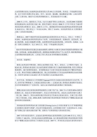 止血类药物目前仅占血液和造血系统用药大类10
