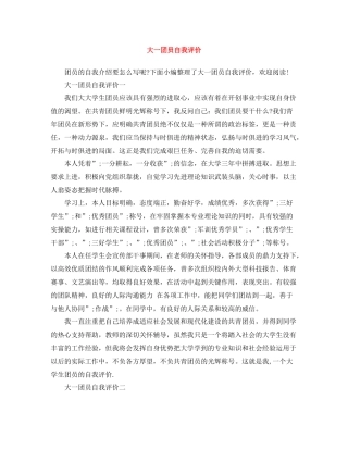大一团员自我评价
