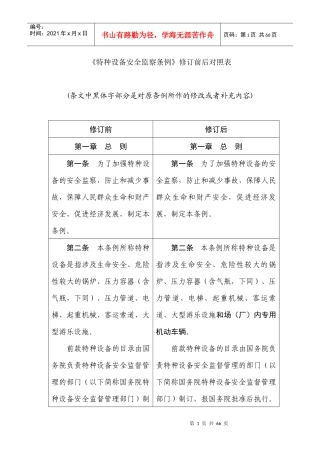 《特种设备安全监察条例》修订前后对照表doc-《特种设备