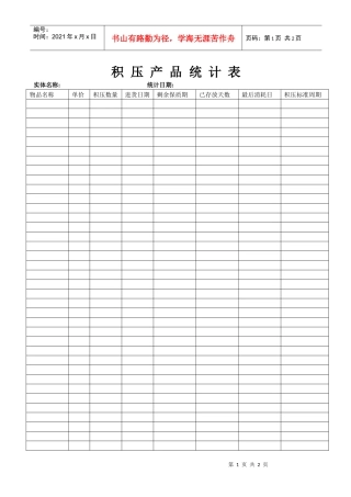 积压产品统计表