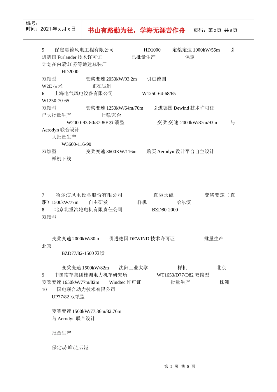XXXX中国总装企业基本情况表_第2页