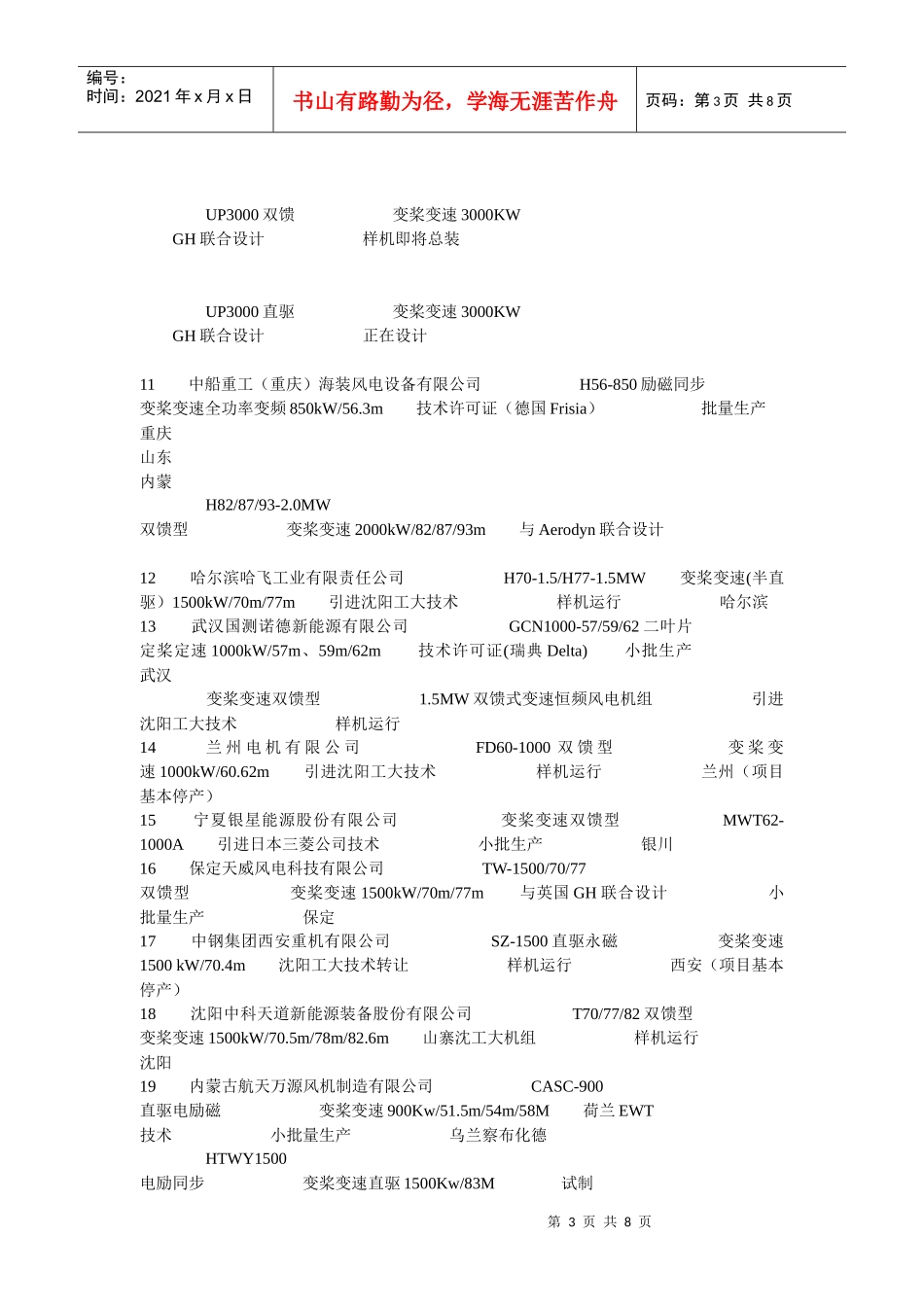 XXXX中国总装企业基本情况表_第3页