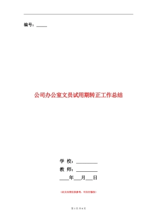 公司办公室文员试用期转正工作总结