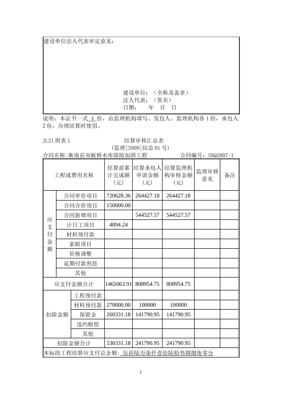 工程结算表(样式)_第3页