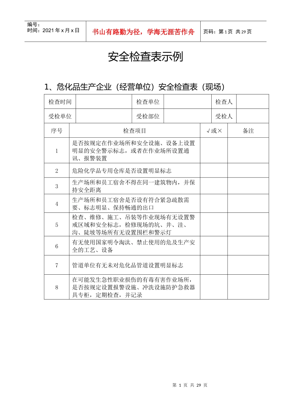 安全检查表实例_第1页