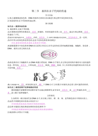 八年级下22《基因在亲子代间的传递》导学案