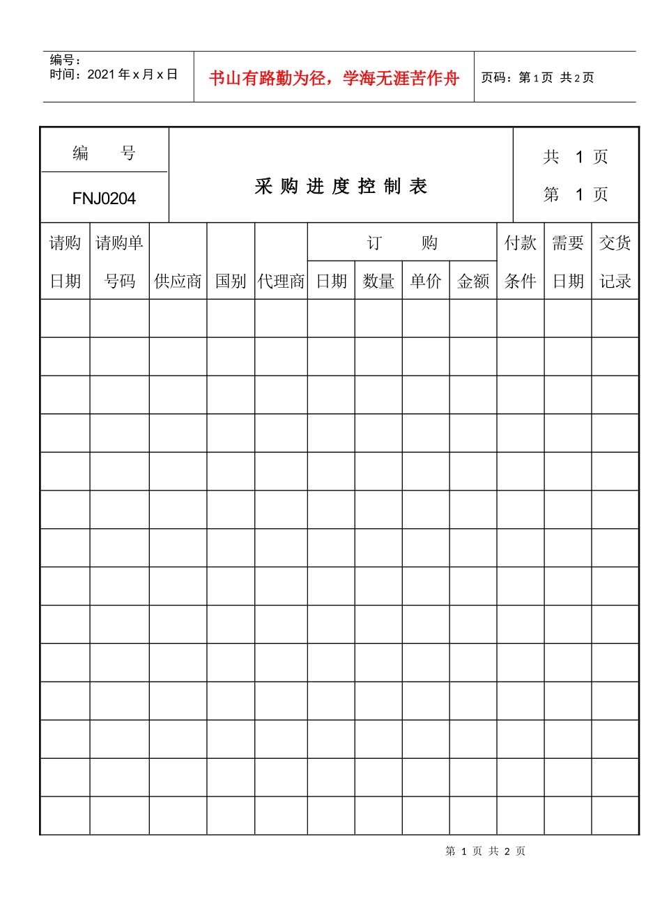 采购进度控制表_第1页