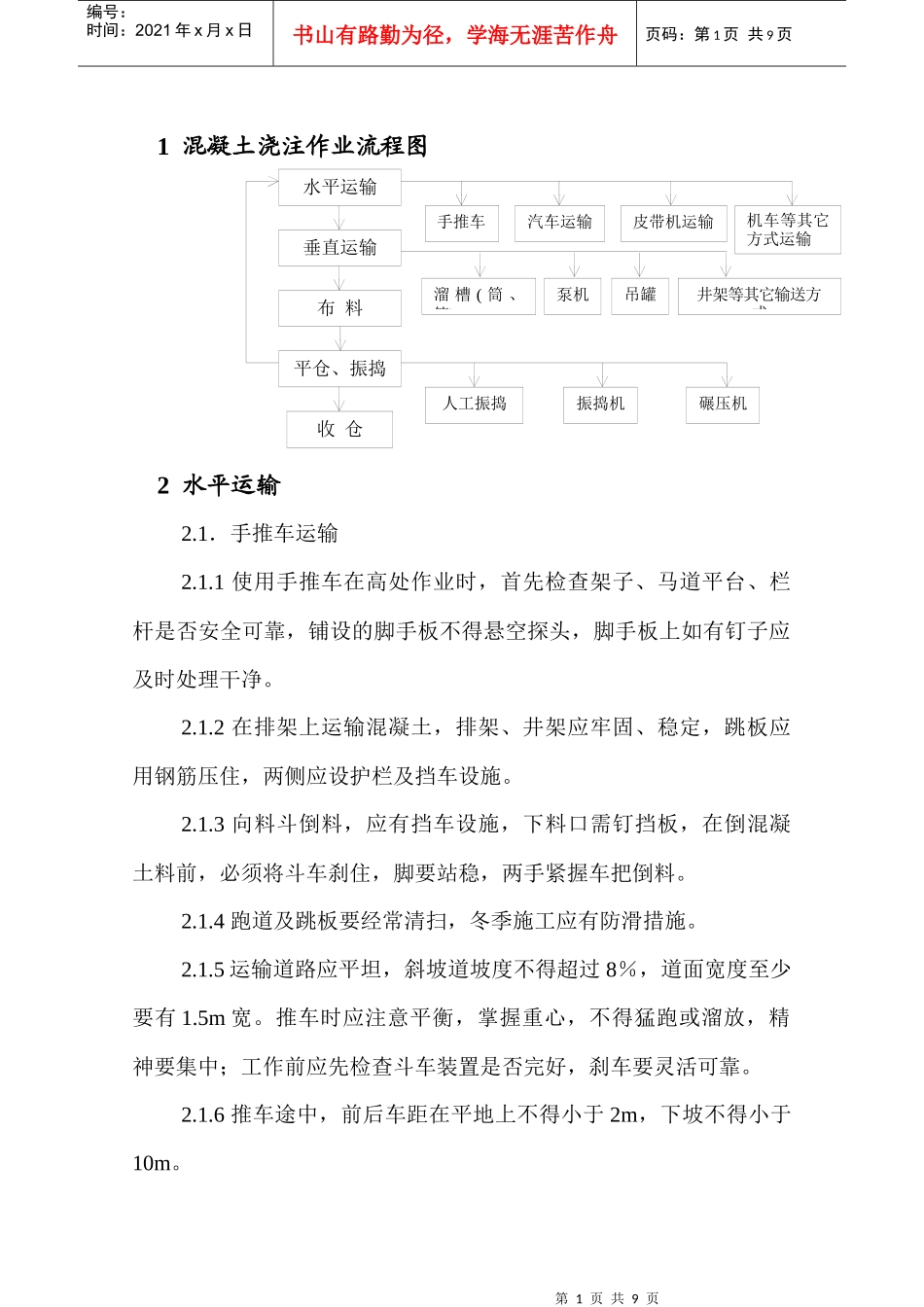 混凝土浇注作业流程图_第2页