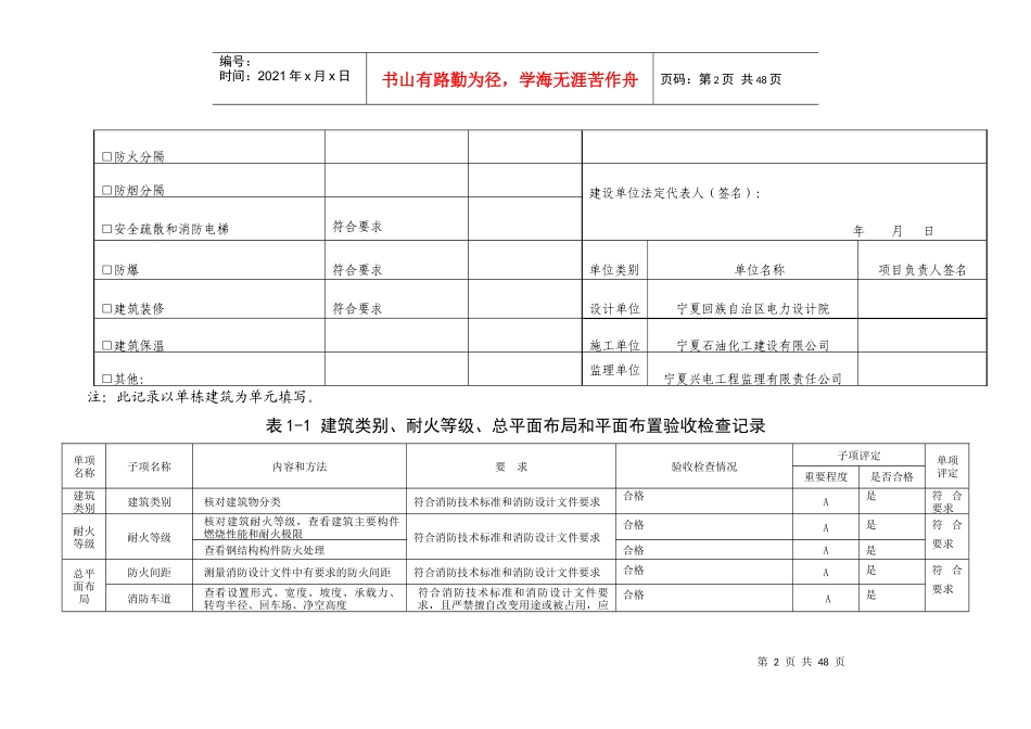 建设工程竣工消防验收记录表_第2页