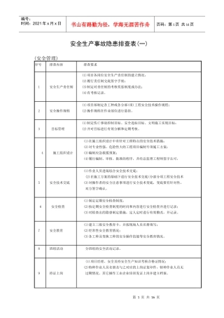 安全检查排查表