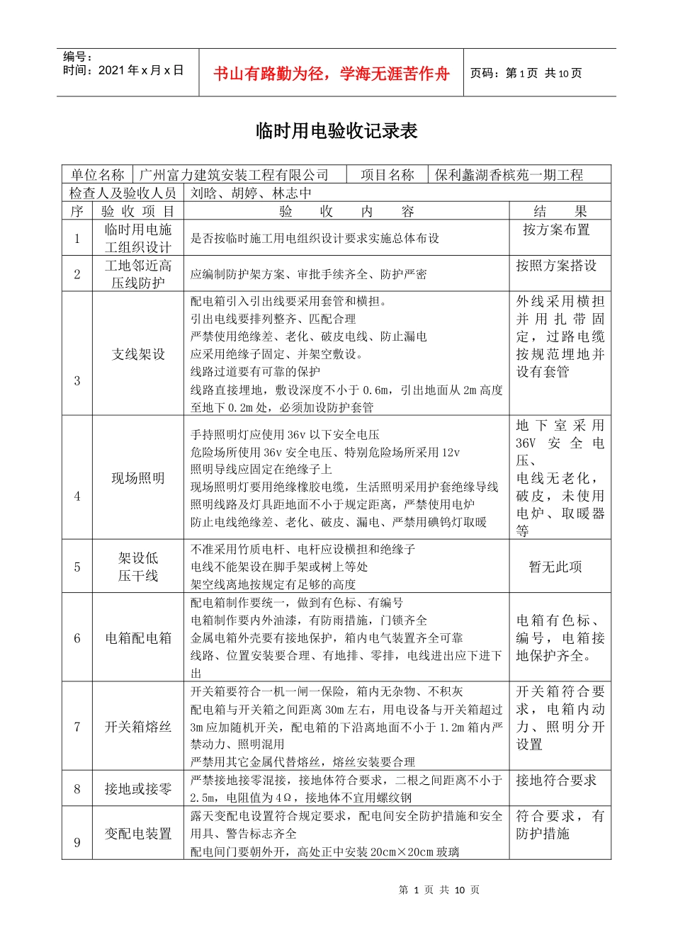 临时用电验收记录表_第1页