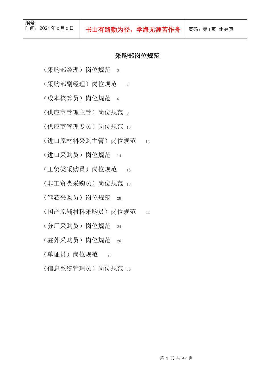 某公司采购部岗位职责规范_第1页