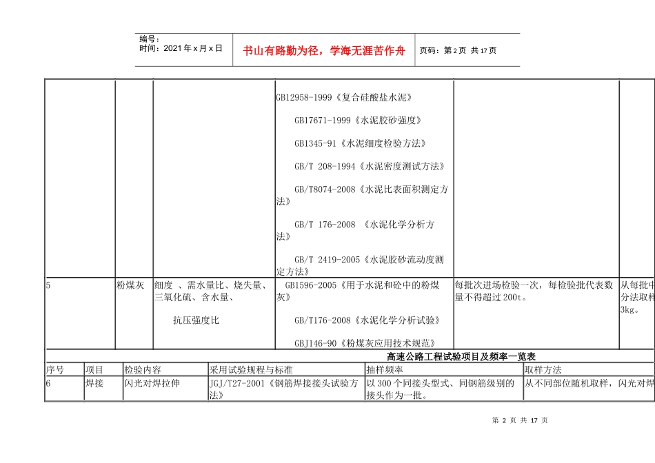 高速公路工程试验项目及频率一览表_第2页