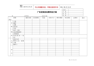 广告促销活动费用执行表