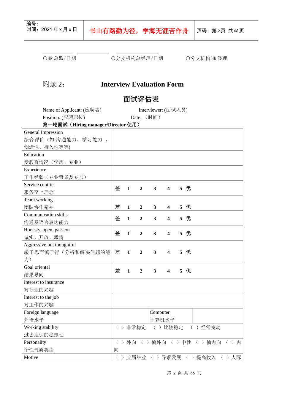 人力资源管理表格全套（DOC63页）_第2页