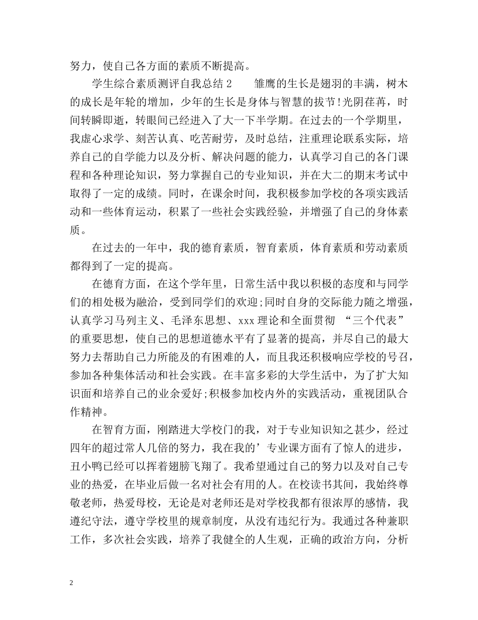 学生综合素质测评自我总结优选 _第2页