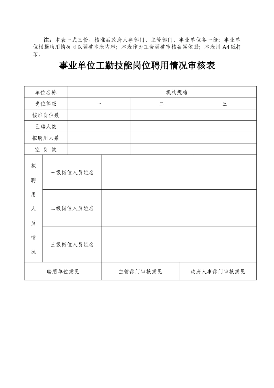 事业单位管理岗位聘用情况审核表_第3页