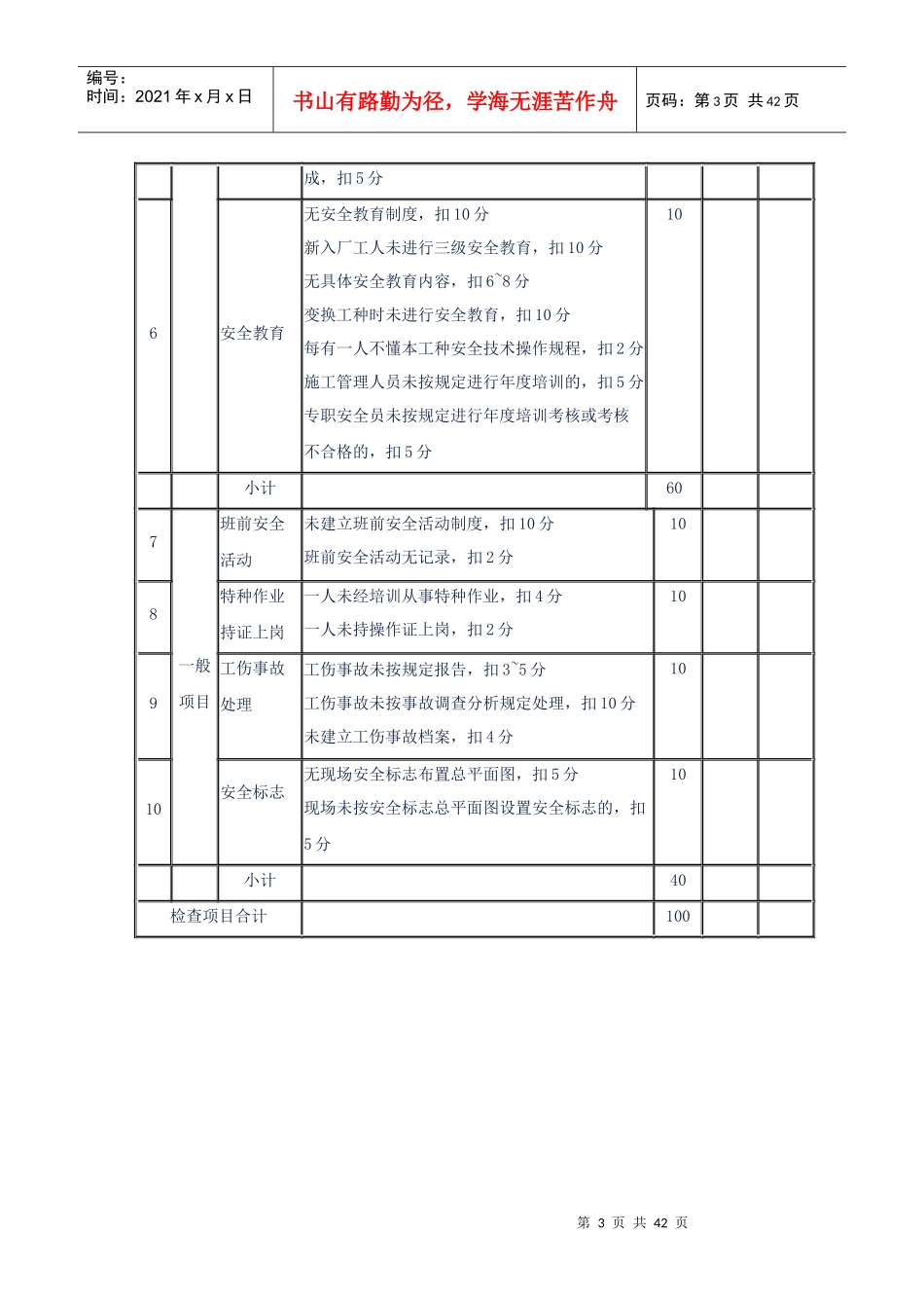 JGJ59-99安全检查评分汇总表_第3页