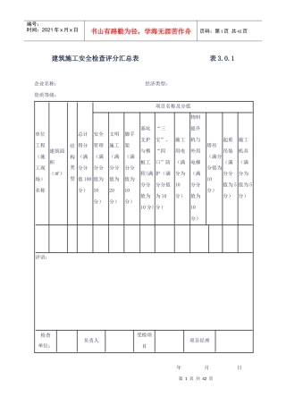JGJ59-99安全检查评分汇总表
