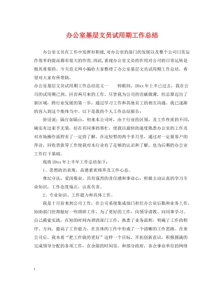 办公室基层文员试用期工作总结