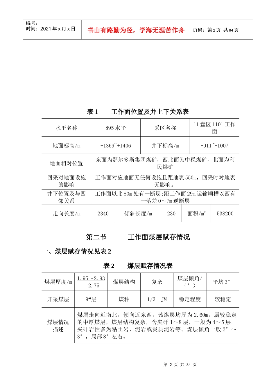 1101工作面作业规程_第2页