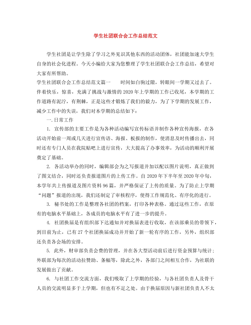 学生社团联合会工作总结范文 _第1页