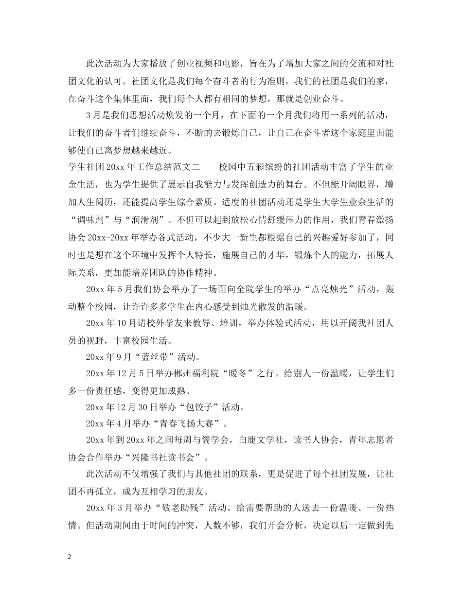 学生社团2020年工作总结报告 _第2页